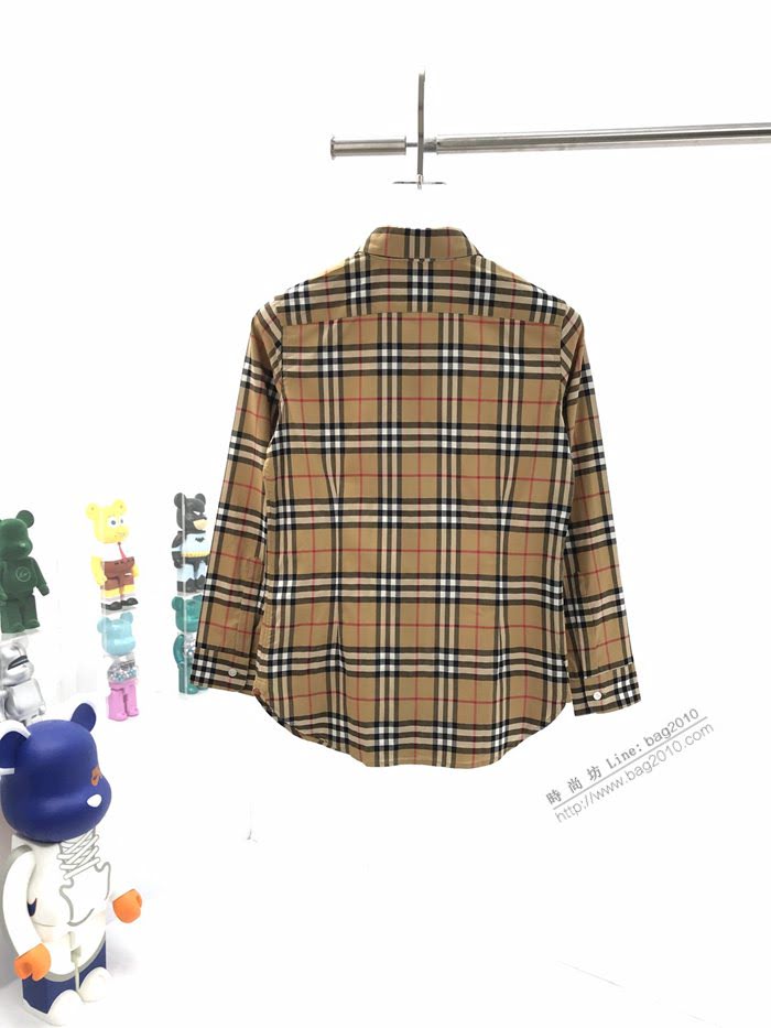 Burberry男裝 巴寶莉暗扣格紋襯衫 Burberry男士襯衫  ydi3287
